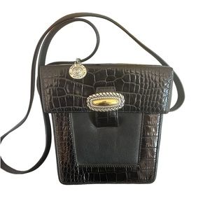 Brighton vintage crossbody snake and leather box style purse excellent condition